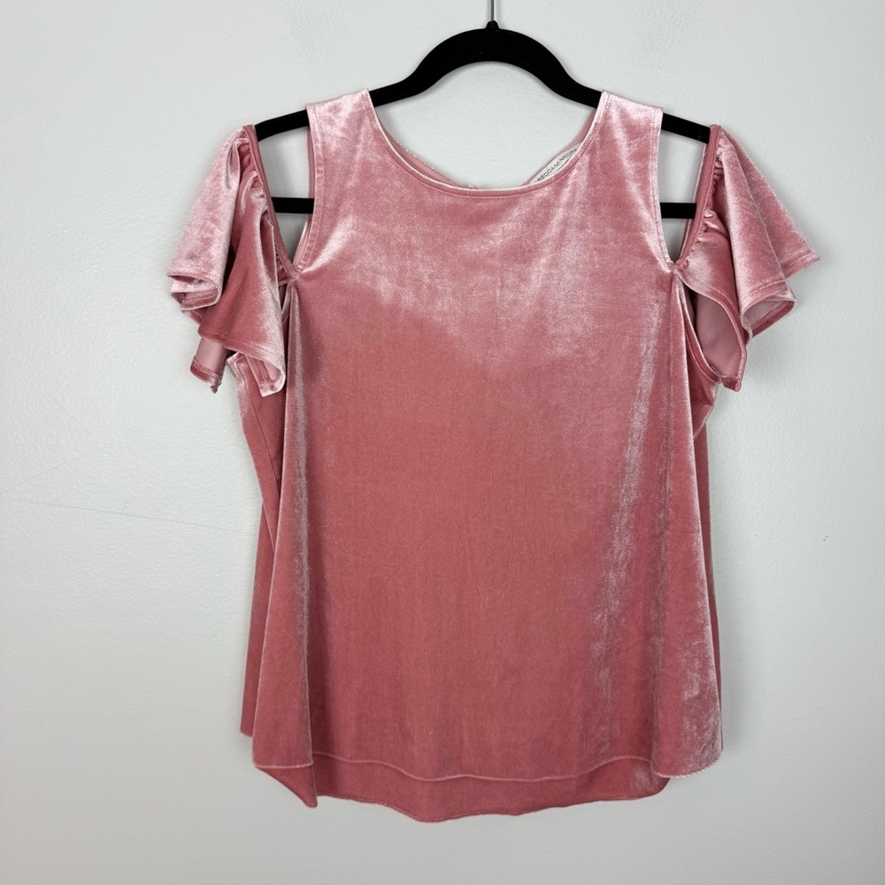 Rebecca Minkoff Blush Velvet Ruffle Sleeve Top